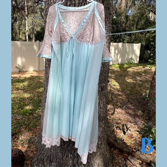 '60s Glam Peignoir SET Claire Sandra/Lucie Ann Beverly Hills Original STUNNING - Picture 8 of 17